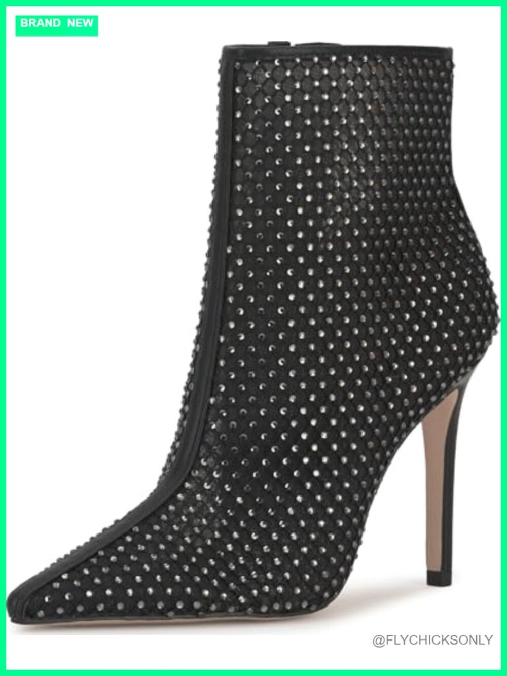 Embellished Stiletto Pointed Toe Ankle Bootie - 3.9in Heel, Textile